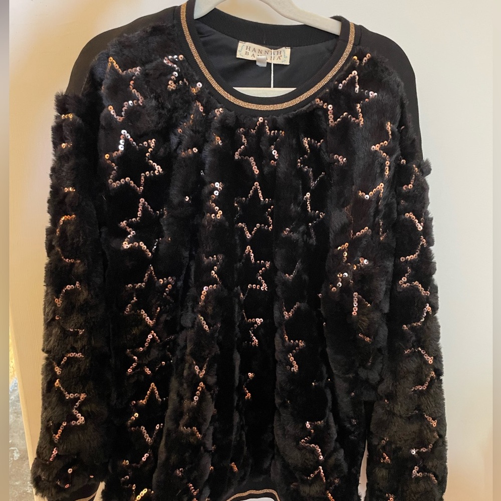 Hannah Banana Fur Sequin Sweater